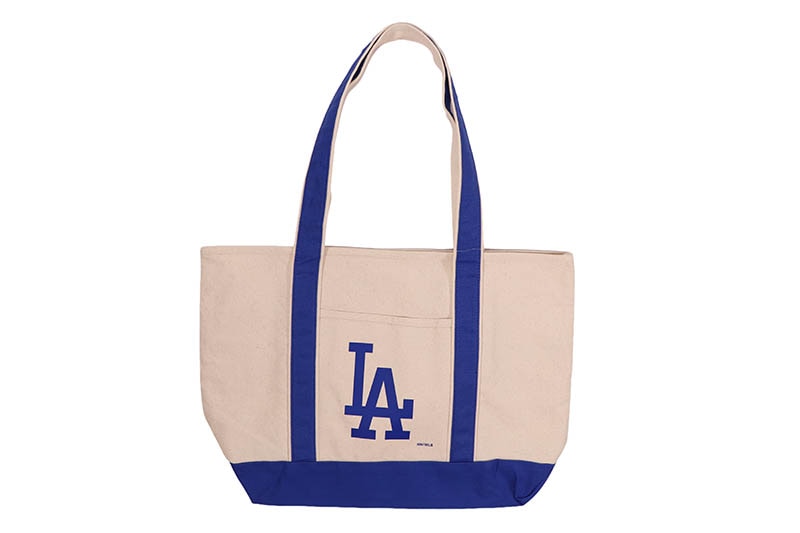 NORTH WEST LOS ANGELES DODGERS MLB CANVAS TOTE WITH COLOREDSTRAP (MLBB19 COLOR LOGO ROYAL DODGERS)