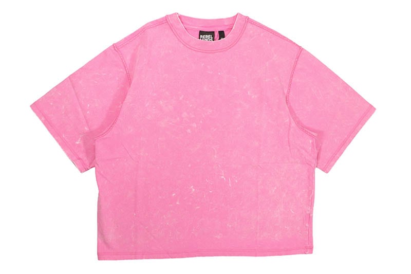 REBEL MINDS MINERAL WASHED CROPPED TEE (100-112:PINK)