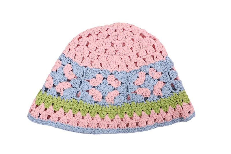 CROCHET HAT (H-25339:PINK SKY GREEN)