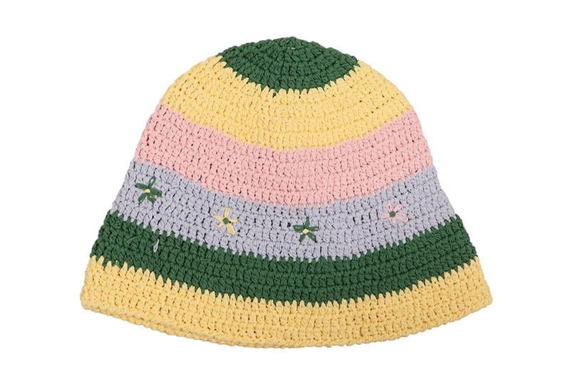 CROCHET HAT (H-25338:GREEN YELLOW PINK SKY)