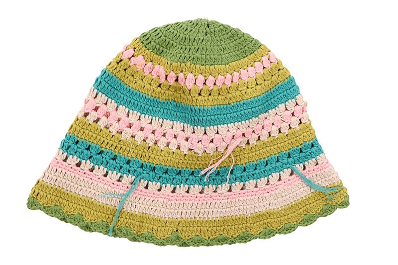 CROCHET HAT (H-25334:GREEN PINK TEAL)