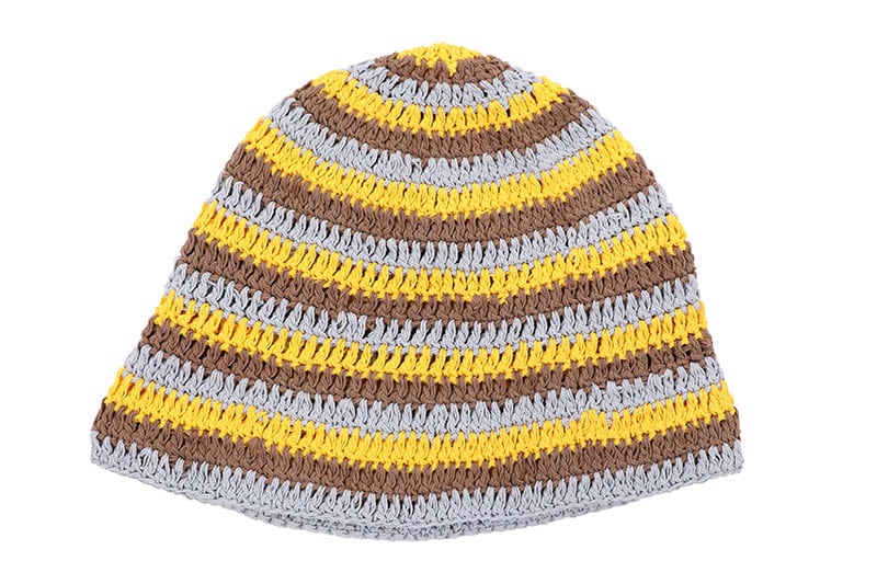 CROCHET HAT (H-25337:YELLOW CHARCOAL SKY)