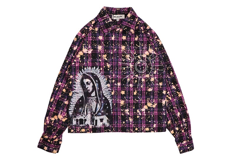 MAJESTIK RHINESTONE FLANNEL SHIRT (SH-2680:PURPLE)