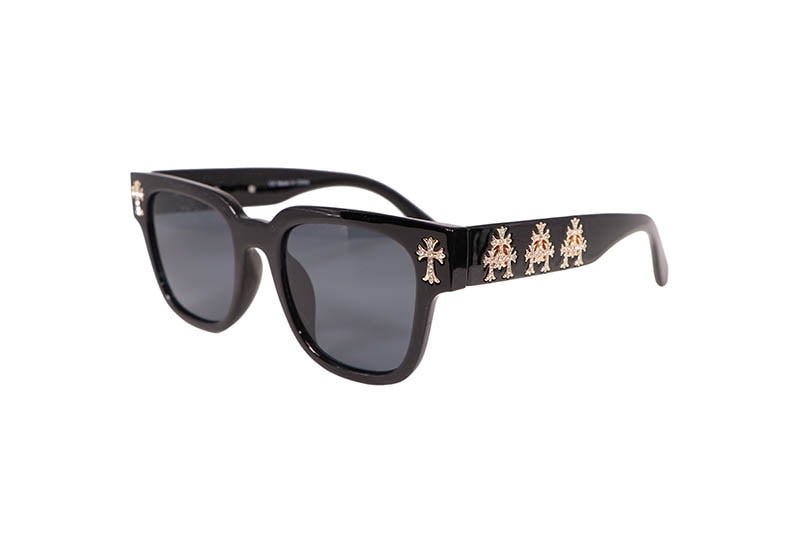 ICE LAB TRI-CROSS RHINESTONE SUNGLASSES (DARK SHADE/GOLD) ASG-320G