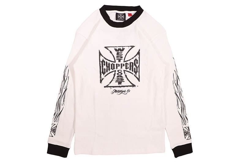 WEST COAST CHOPPERS WCC WORN CROSS WAFFLE LONG SLEEVE (WCCSW013WT