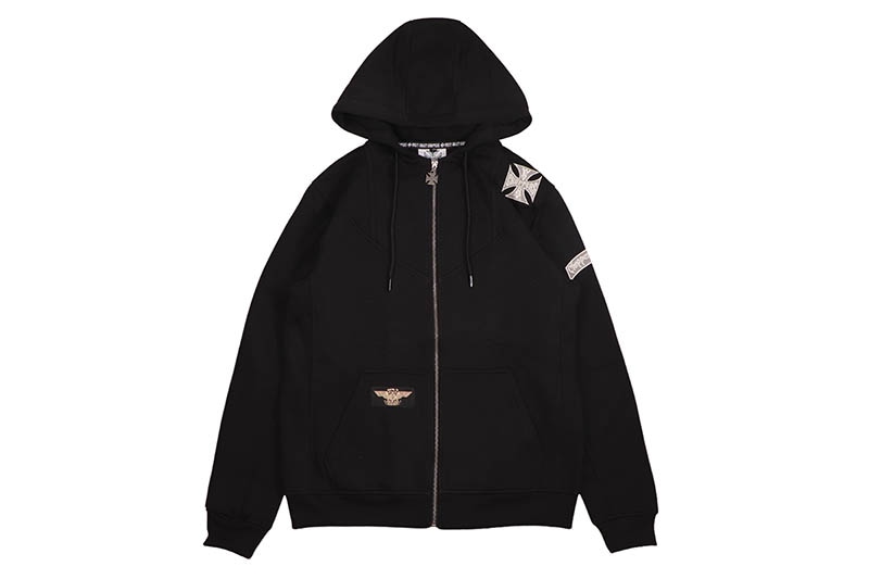WEST COAST CHOPPERS OG CLASSIC PANEL ZIP HOODY (WCCHD0170ZW:BLACK)