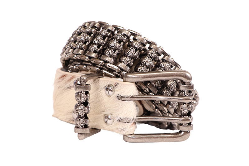 STOLEN ARTS COWHIDE SKULL ROLLER BELT