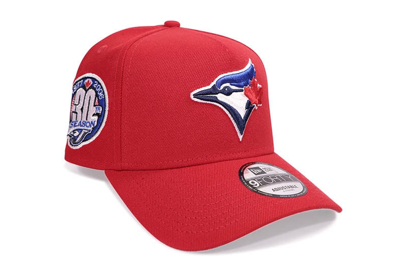 NEW ERA TRONTO BLUE JAYS 9FORTY AF ADJUSTABLE CAP (30TH SEASON SIDE PATCH/GREY UNDER VISOR/RED)