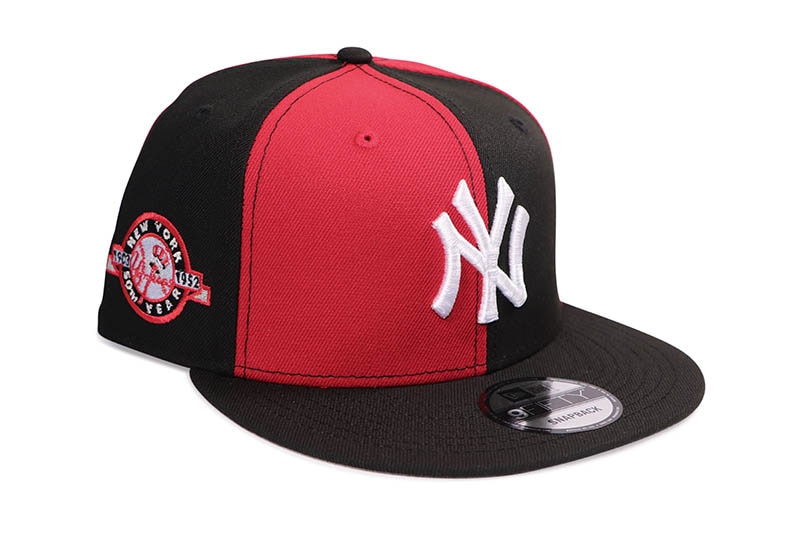 NEW ERA NEW YORK YANKEES 9FIFTY SNAPBACK CAP (50TH YEAR SIDE PATCH/GREY UNDER VISOR/RED PINWHEELS)