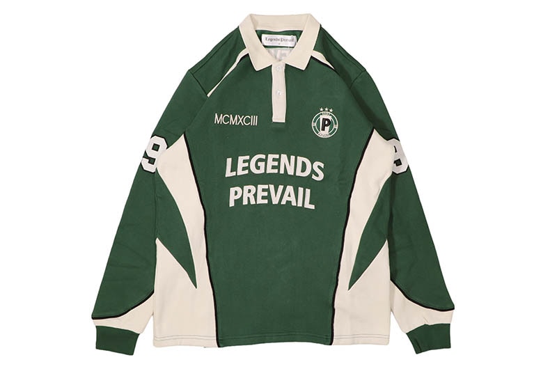 LEGENDS PREVAIL HEAVY RUGBY POLO (LP-KT-117:DARK GREEN)