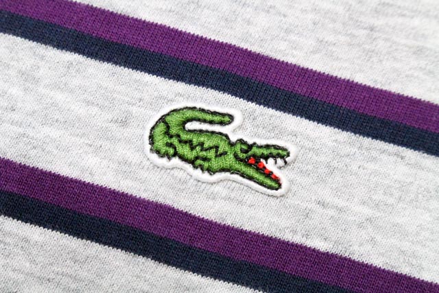 LACOSTE JERSEY STRIPED CREWNECK T-SHIRTS(TH6583 51/OR5:GREY��PURPLE��NAVY)