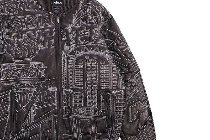 Pelle Pelle NYC BORO QUILTED JACKET (325-37536-BKW:BLACK/WHITE)