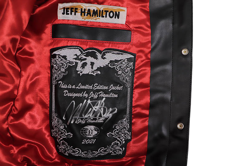 JEFF HAMILTON NBA COLLAGE VEGAN LEATHER JACKET NBA-201 (BLACK)