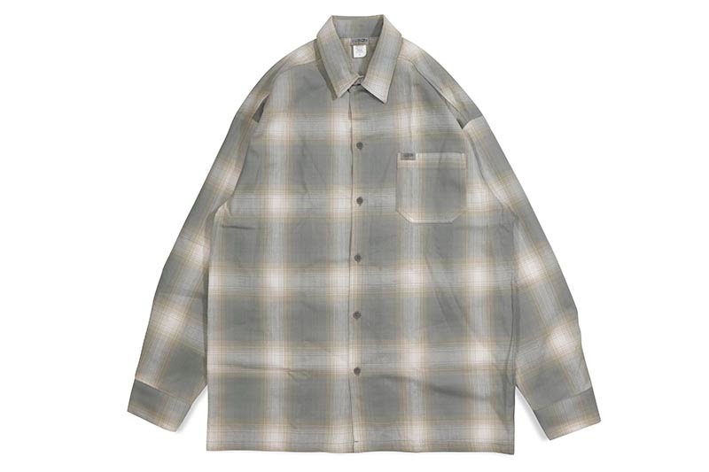 CALTOP PLAID FLANNEL LONG SLEEVE SHIRT (#2000:NEW GRAY)