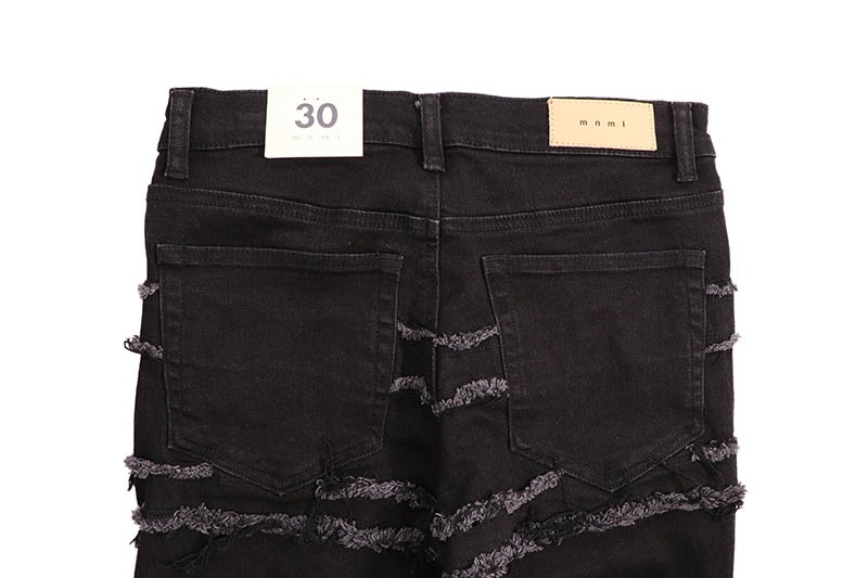 mnml X597 PANELED SKINNY STACKED DENIM (D288-BLK:BLACK)