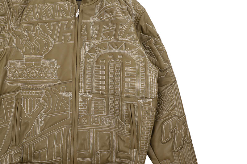 Pelle Pelle NYC BORO QUILTED JACKET (325-37536-OLI:OLIVE/IVORY)