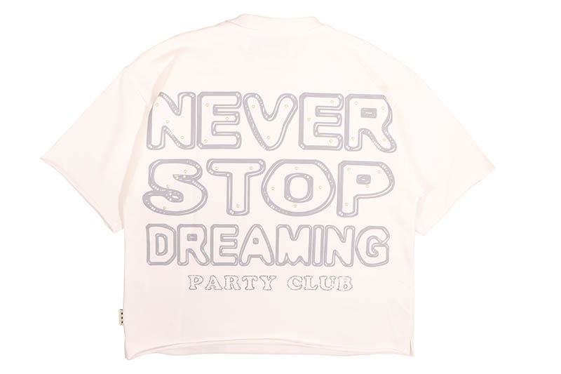 BKYS PARTY CLUB CROPPED RHINESTONE TEE (T1460:WHITE) | Brand,OTR