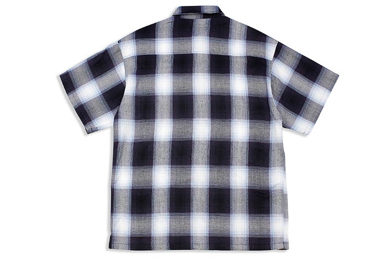 CALTOP PLAID FLANNEL SHORT SLEEVE SHIRT (#2000:NAVY/SKY BLUE)