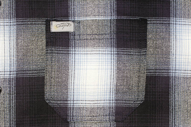CALTOP PLAID FLANNEL SHORT SLEEVE SHIRT (#2000:NAVY/SKY BLUE)