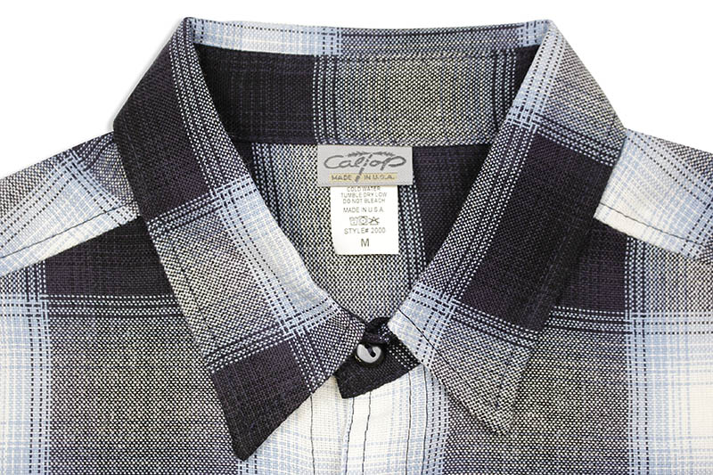 CALTOP PLAID FLANNEL SHORT SLEEVE SHIRT (#2000:NAVY/SKY BLUE)