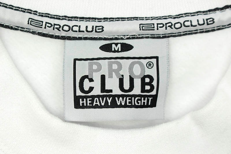 PRO CLUB HEAVYWEIGHT CUSTOM BOX LOGO CREWNECK FLEECE SWEATSHIRT (WHITE)