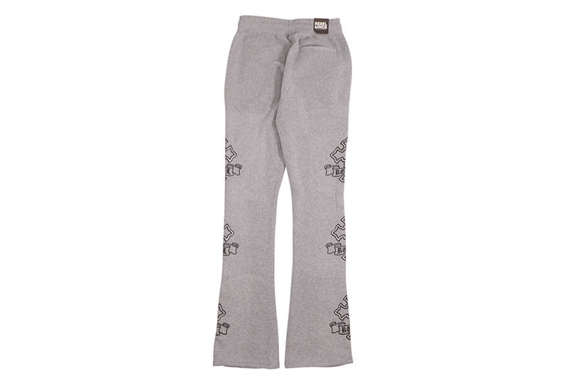 REBEL MINDS CROSS STACKED SWEATPANTS (152-428:HEATHER GREY)