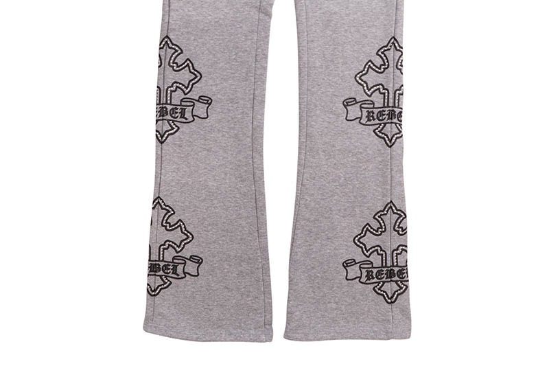 REBEL MINDS CROSS STACKED SWEATPANTS (152-428:HEATHER GREY)