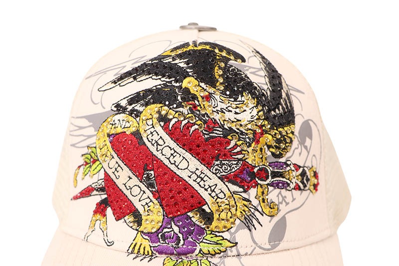 ED HARDY RHINESTONE EAGLE TRUCKER HAT (IVORY) EHH0001-37RS