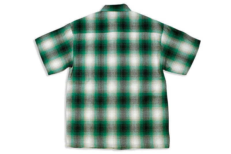 CALTOP PLAID FLANNEL SHORT SLEEVE SHIRT (#2000:GREEN/WHITE)