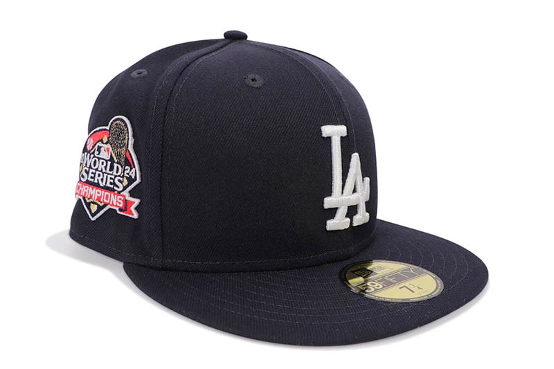 NEW ERA LOS ANGELES DODGERS 59FIFTY FITTED CAP (2024 WORLD SERIES CHAMPIONS SIDE PATCH/GREY UNDER VISOR/NAVY)