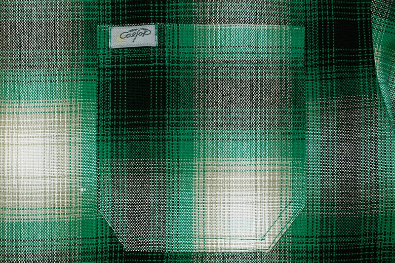 CALTOP PLAID FLANNEL SHORT SLEEVE SHIRT (#2000:GREEN/WHITE)
