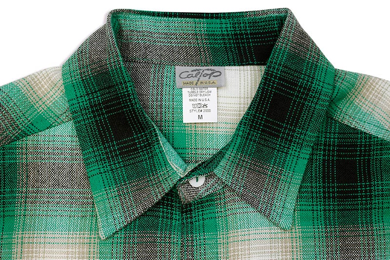 CALTOP PLAID FLANNEL SHORT SLEEVE SHIRT (#2000:GREEN/WHITE)