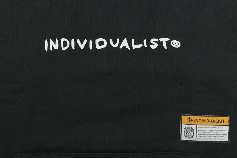 INDIVIDUALIST SKETCHED TEST BAR FLEECE HOOD (BLACK)
