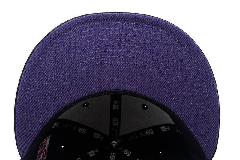 NEW ERA NEW YORK YANKEES 59FIFTY FITTED CAP (75th WORLD SERIES CUSTOM SIDE PATCH/PURPLE UNDER VISOR/BLACK)