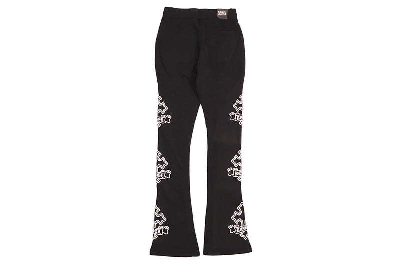 REBEL MINDS CROSS STACKED SWEATPANTS (152-428:BLACK)