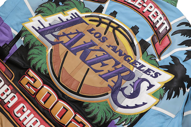 JEFF HAMILTON LOS ANGELES LAKERS THREE PEAT 2002 LEATHER JACKET