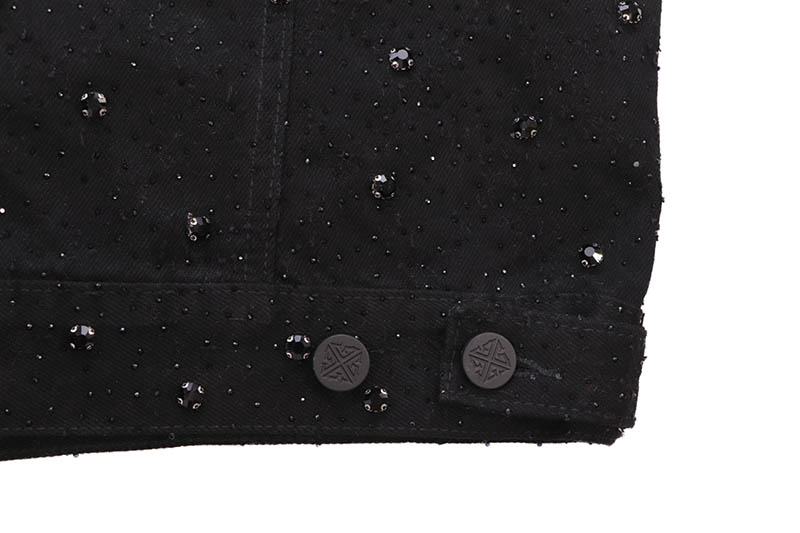 GUAPI ALL BLACK EMBELLISHED DENIM JACKET (111ABEDJ)