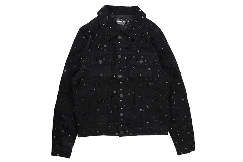 GUAPI ALL BLACK EMBELLISHED DENIM JACKET (111ABEDJ)
