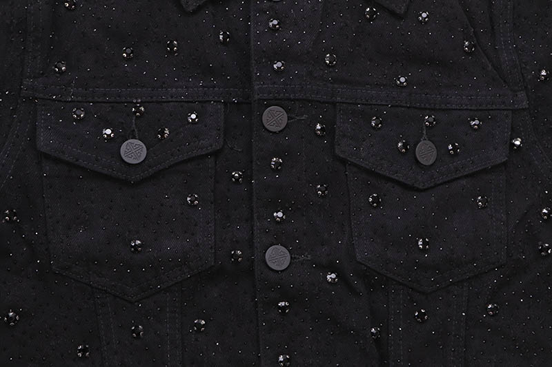 GUAPI ALL BLACK EMBELLISHED DENIM JACKET (111ABEDJ)