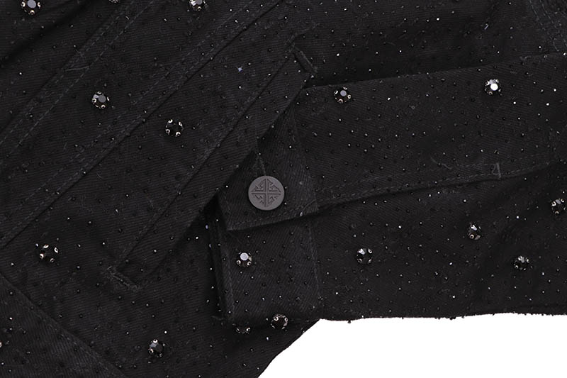 GUAPI ALL BLACK EMBELLISHED DENIM JACKET (111ABEDJ)
