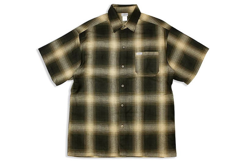 CALTOP PLAID FLANNEL SHORT SLEEVE SHIRT (#2000:BROWN/KHAKI)