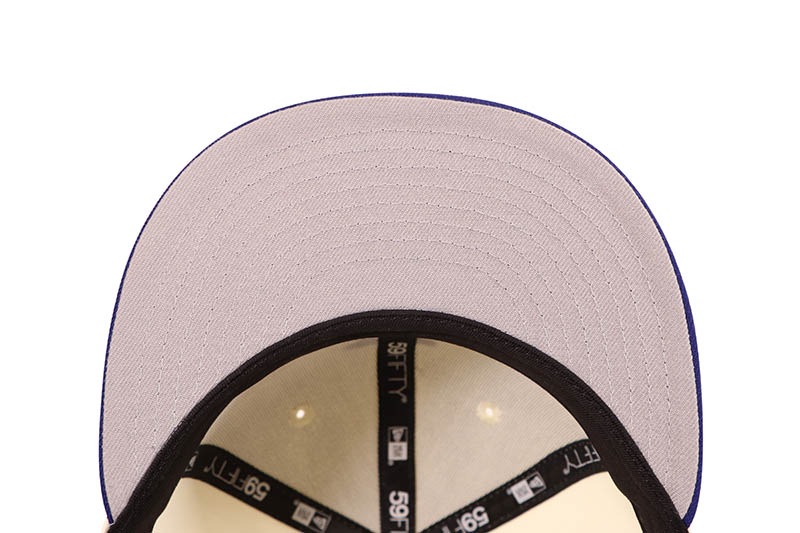 NEW ERA LOS ANGELES DODGERS UPSIDE DOWN 59FIFTY FITTED CAP (CHROME WHITE/DARK ROYAL) 14745160