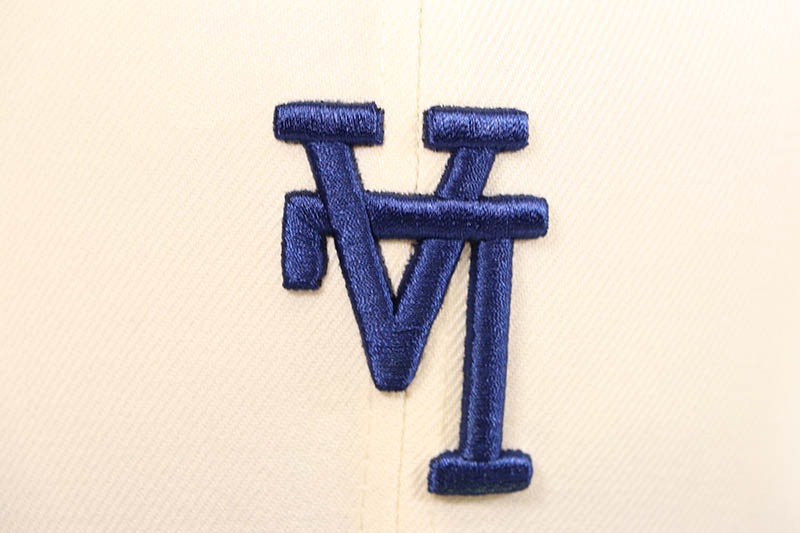 NEW ERA LOS ANGELES DODGERS UPSIDE DOWN 59FIFTY FITTED CAP (CHROME WHITE/DARK ROYAL) 14745160