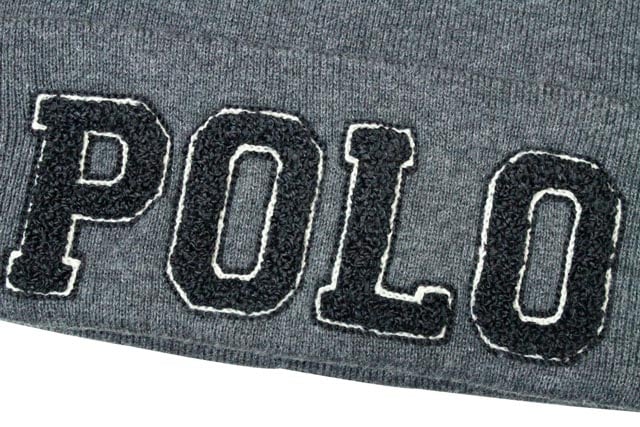 POLO RALPH LAUREN POLO COTTON-KNIT BEANIE HAT(6F0593:033/CHARCOAL×BLACK) 6F0435:033