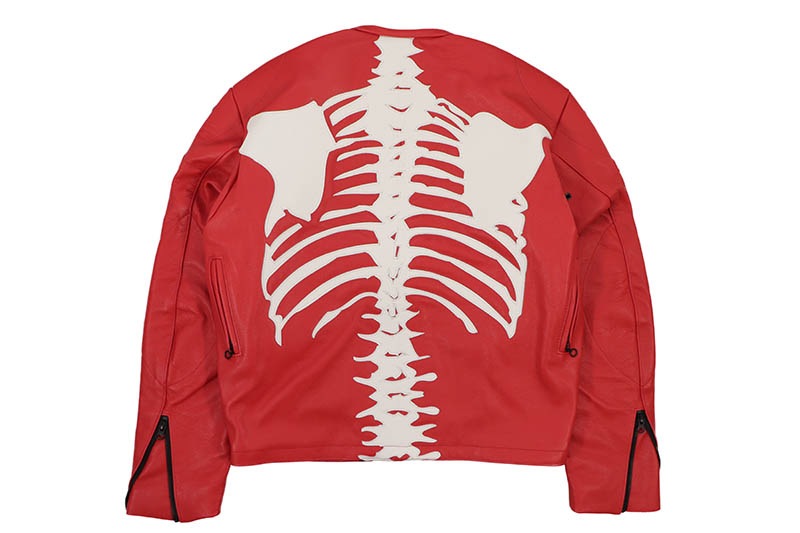 VANSON LEATHERS CUSTOM BONES FLAT-TRACK JACKET (BONE RED)