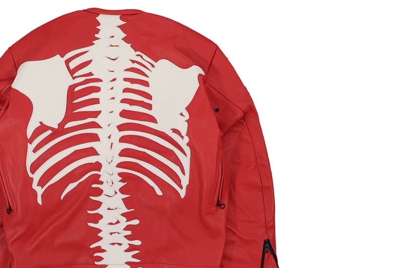 VANSON LEATHERS CUSTOM BONES FLAT-TRACK JACKET (BONE RED)