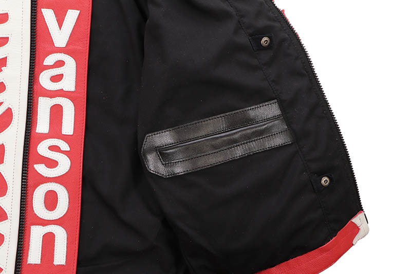 VANSON LEATHERS CUSTOM BONES FLAT-TRACK JACKET (BONE RED)