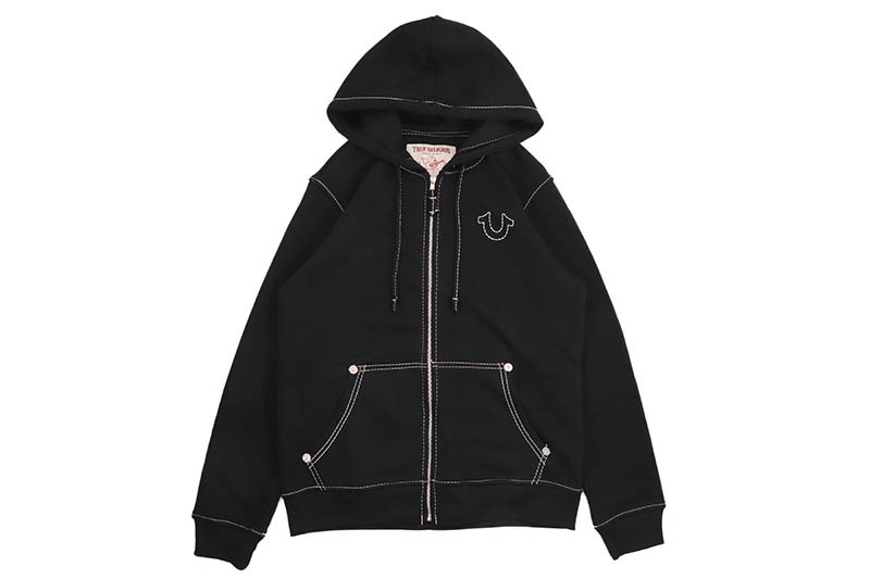TRUE RELIGION BIG T ZIP HOODIE (105753:JET BLACK/WINTER WHITE)