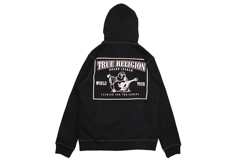 TRUE RELIGION BIG T ZIP HOODIE (105753:JET BLACK/WINTER WHITE