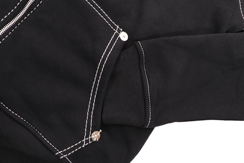 TRUE RELIGION BIG T ZIP HOODIE (105753:JET BLACK/WINTER WHITE